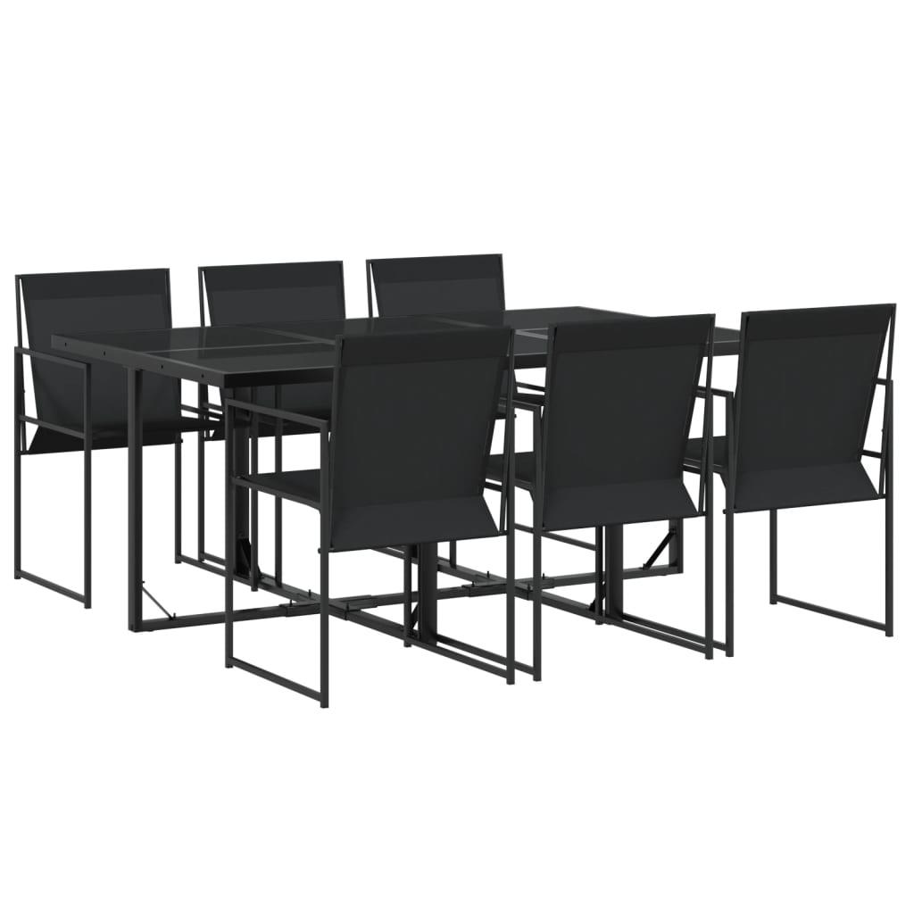 vidaXL Patio Dining Set Table and Chair Garden Outdoor Furniture Black Textilene
